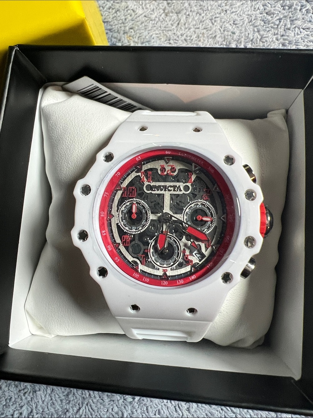 Invicta White Watch with Red Accent Chronograph Dial - Picture 2 of 3